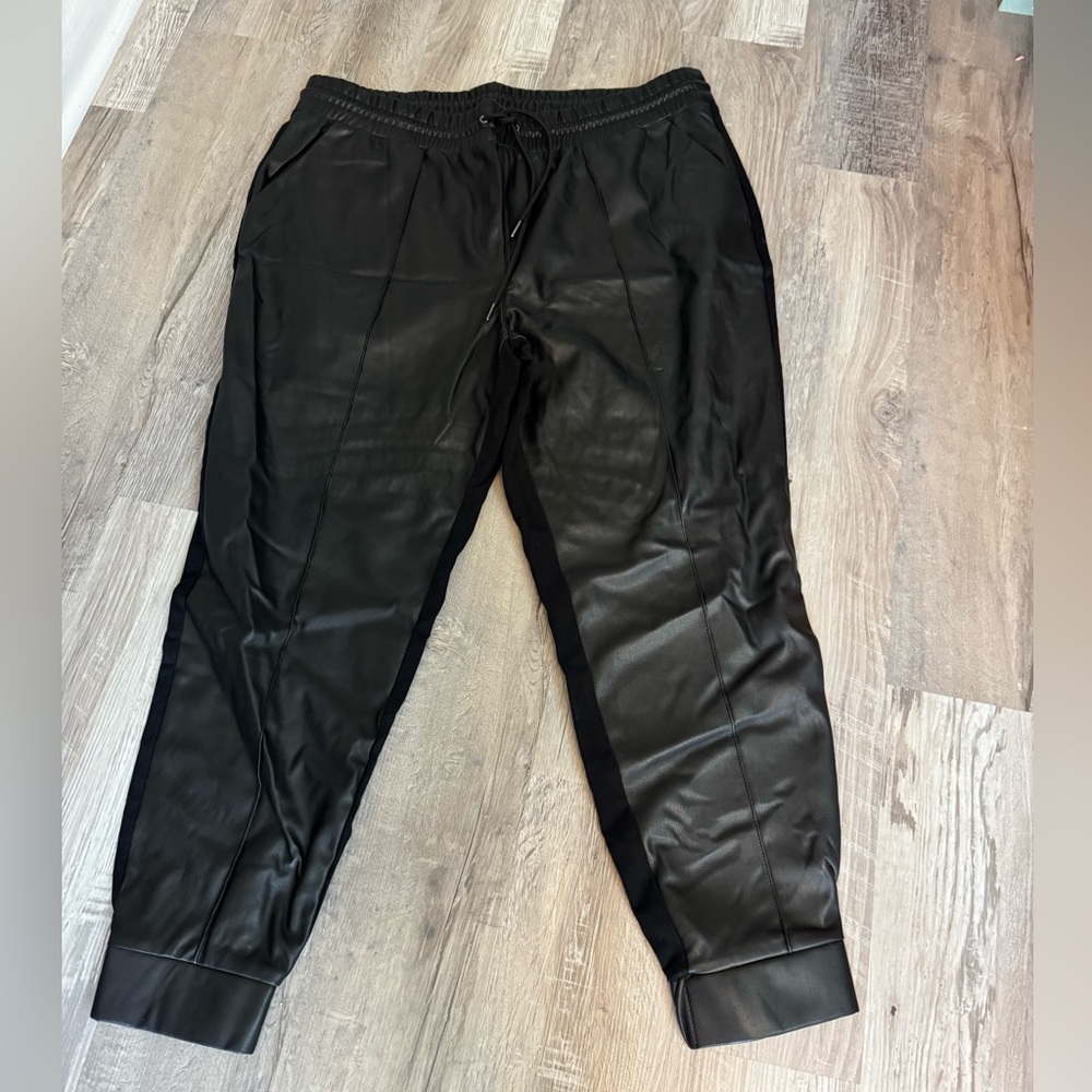 G by Giuliana Fuad Leather Black Jogger Pants